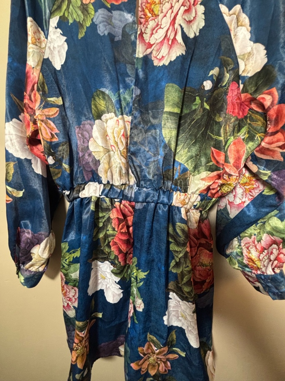 Zara Teal Floral Satin Romper - Picture 13 of 13
